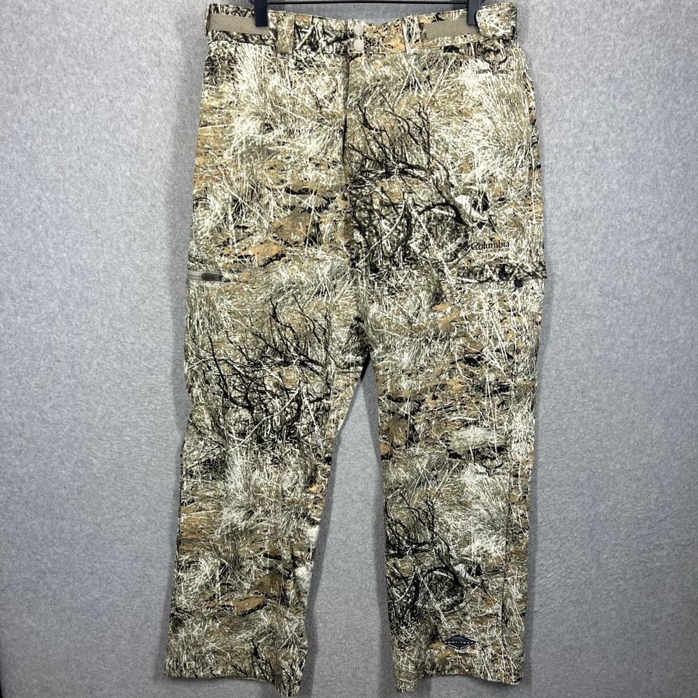 Columbia Horn Mesa Pants Mens M Camo Omni-Tech Waterproof Hunting Outdoor EUC‎
